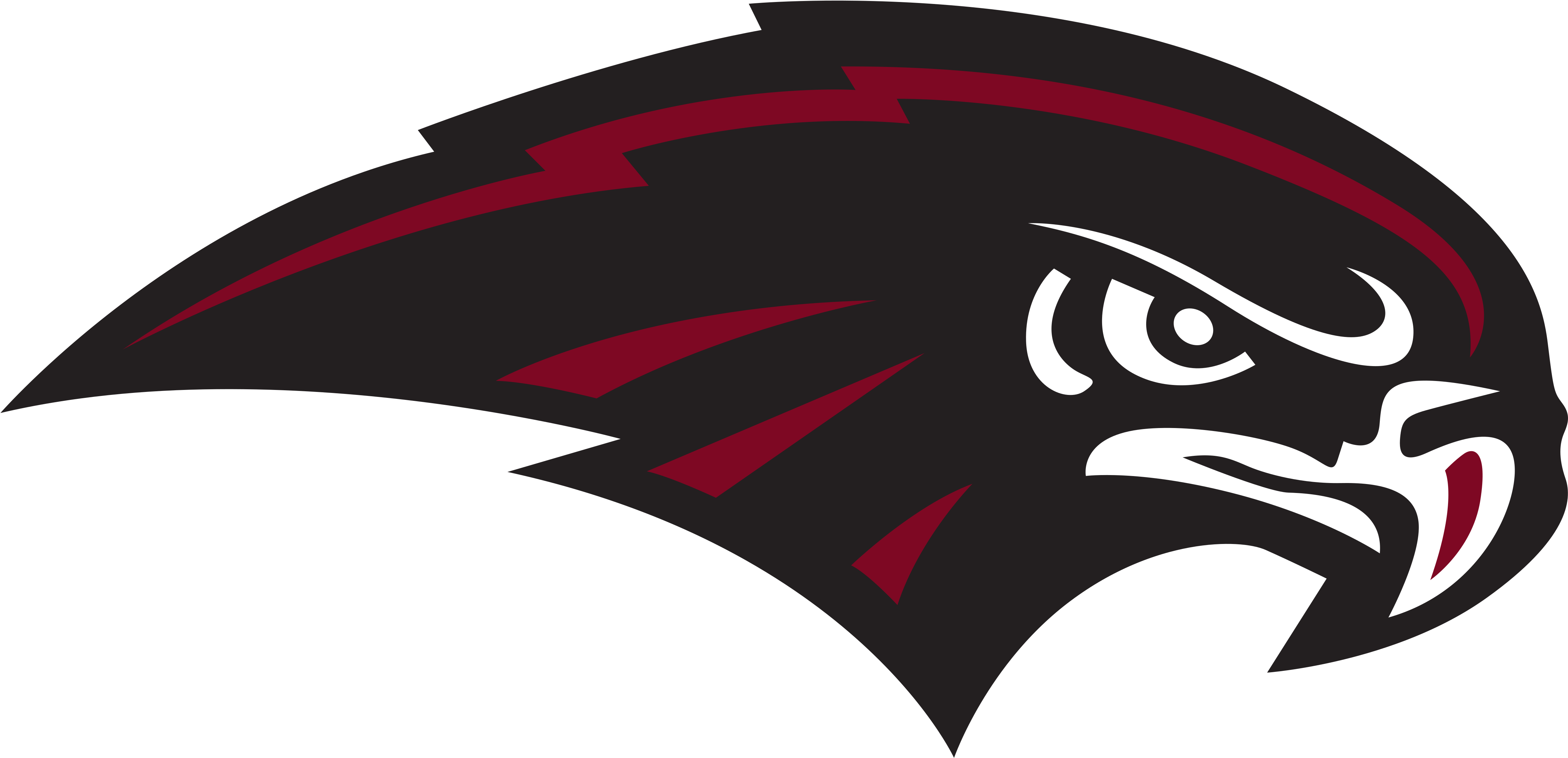 Horizon High School Flying Hawks logo in magenta, white on a black field with transparent background.